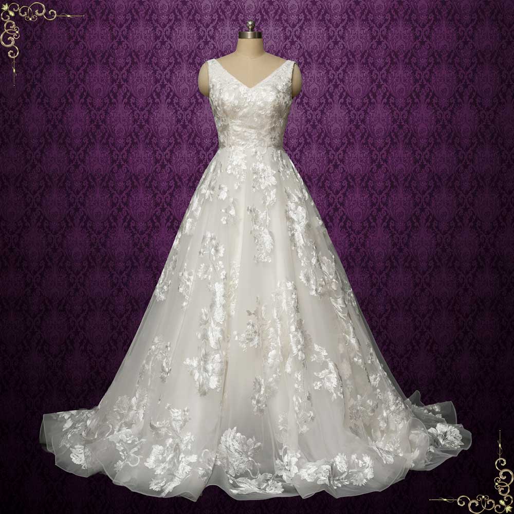 Lace Wedding Dress with Lace Overlay and Open Back | DANIELA Size 24W / Ivory Lace Wedding Dress with Lace Overlay and Open Back | DANIELA Size 24W / Ivory