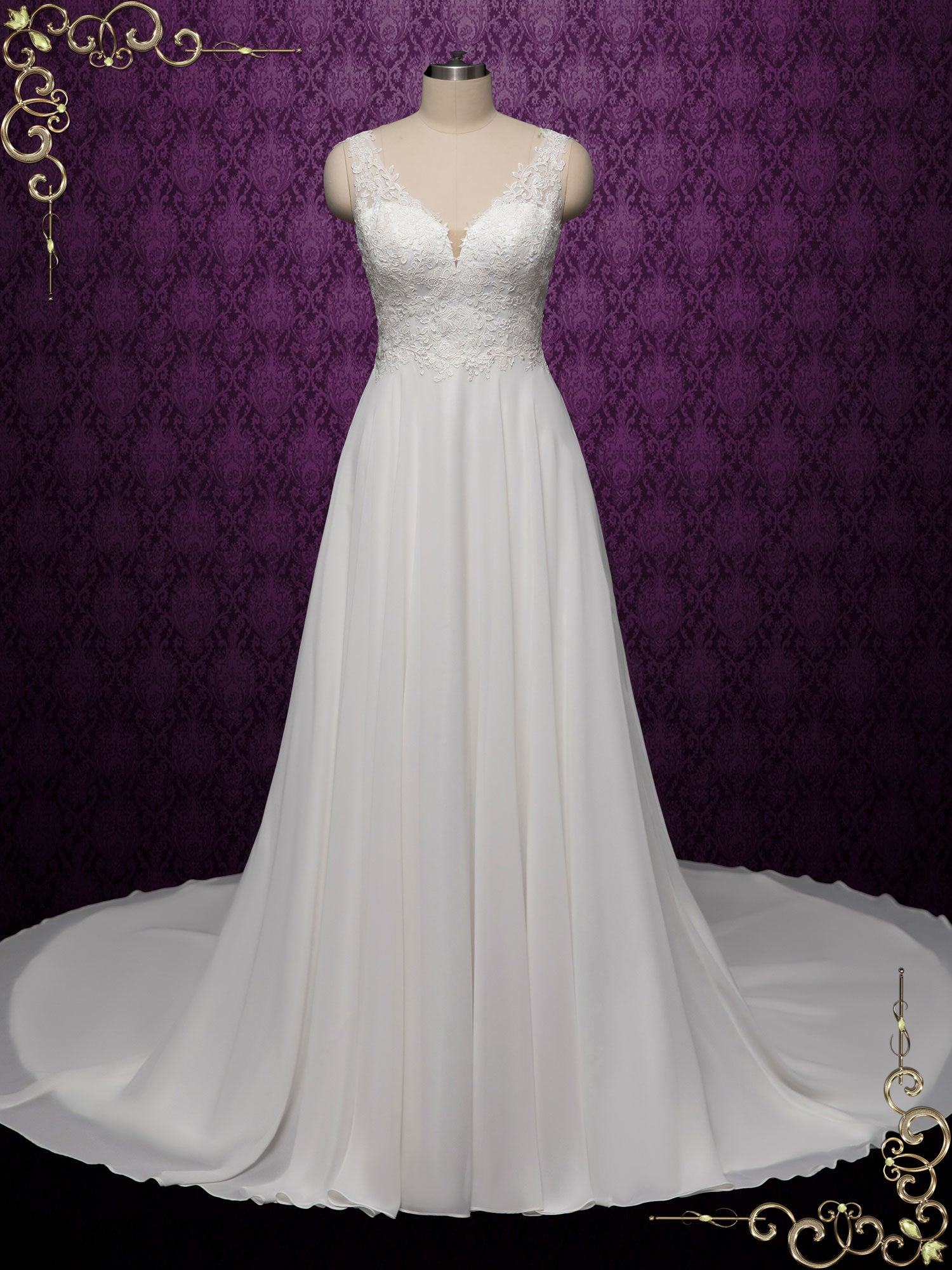 Elegant Lace Chiffon Wedding Dress EDITH – ieie