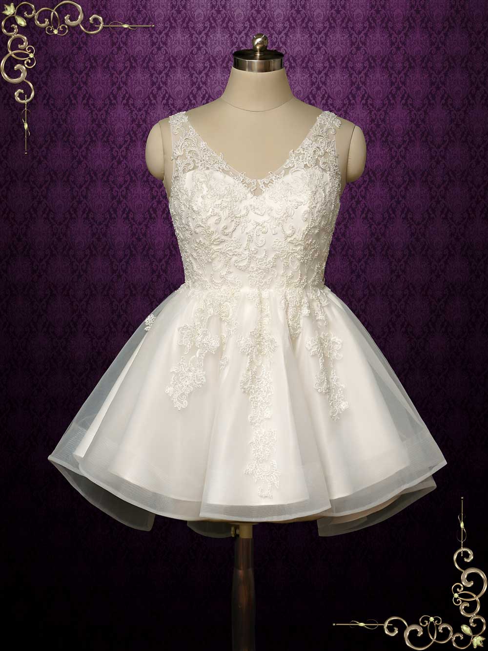 Short Lace Wedding Dress ARWEN Custom Size / Ivory Short Lace Wedding Dress ARWEN Custom Size / Ivory