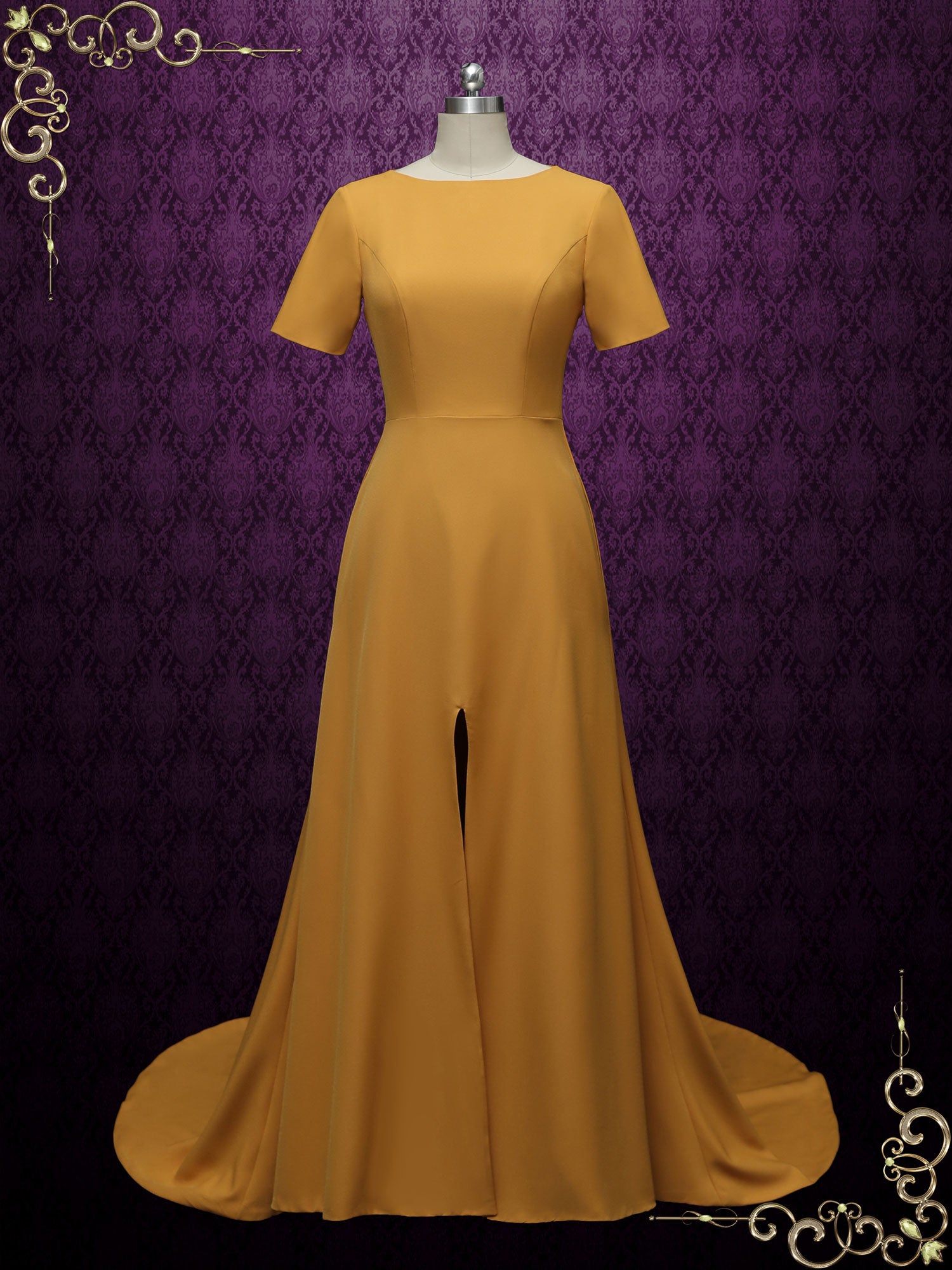 Marigold Yellow Wedding Dress with Slit DESERTE Size 24W / Marigold Marigold Yellow Wedding Dress with Slit DESERTE Size 24W / Marigold