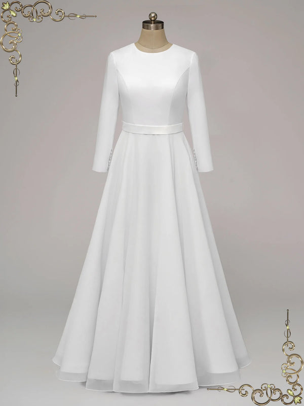 Modest Simple Long Sleeves Wedding Dress DORIA