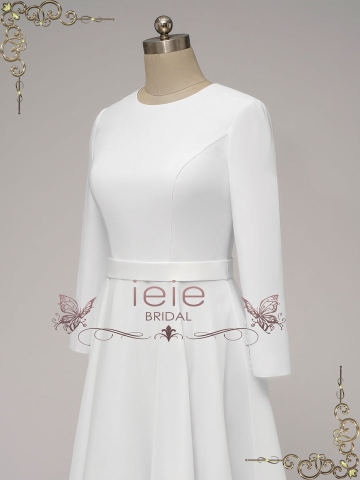 Modest Simple Long Sleeves Wedding Dress DORIA