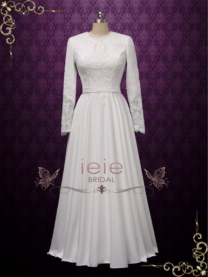 Modest Lace Wedding Dress with Sleeves CAMBRIDGE