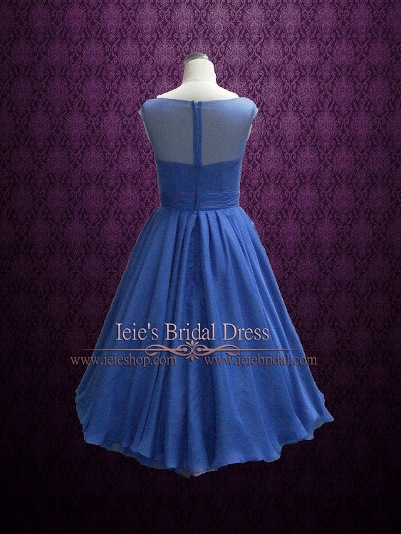Retro 50s 60s Royal Blue Tea Length Prom Formal Dress KATHY