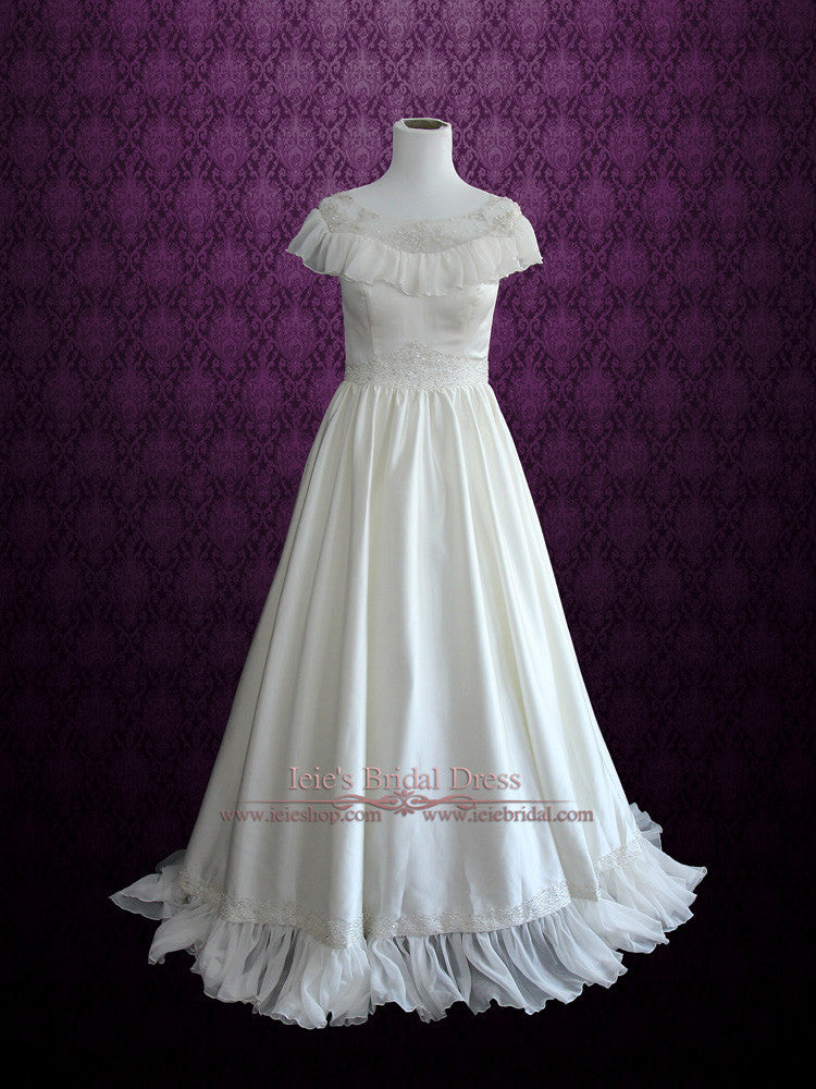 Retro Victorian Vintage Style Wedding Dress with Modest Neckline CERA Retro Victorian Vintage Style Wedding Dress with Modest Neckline CERA