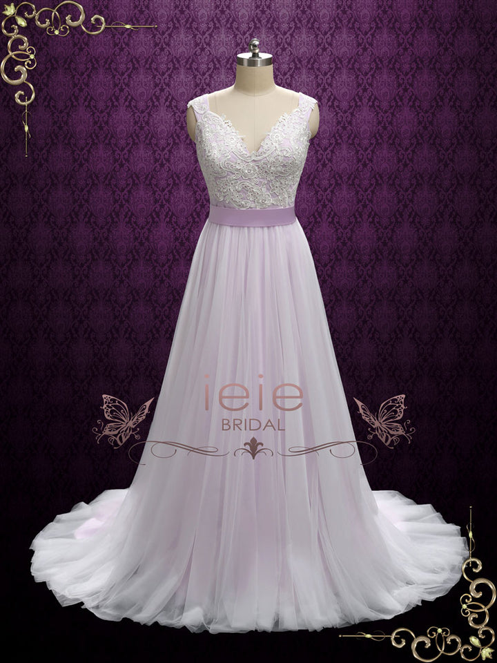 Purple Fairytale Wedding Dress with Lace and Soft Tulle SERA