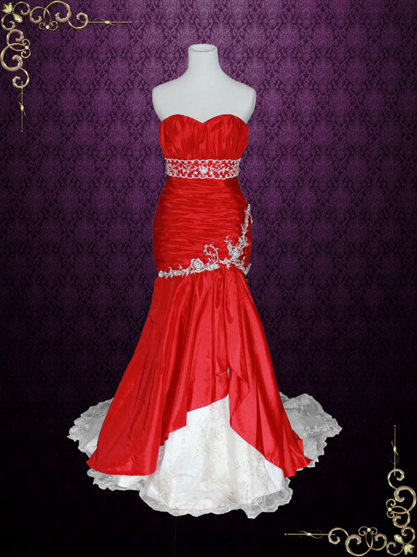 Strapless Red Mermaid Wedding Dress OLIVIA Strapless Red Mermaid Wedding Dress OLIVIA