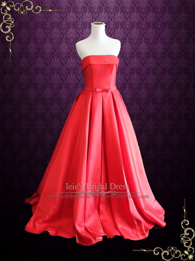 Strapless Red Wedding Dress with Cute Bow RUBY ieie Strapless Red Wedding Dress with Cute Bow RUBY ieie
