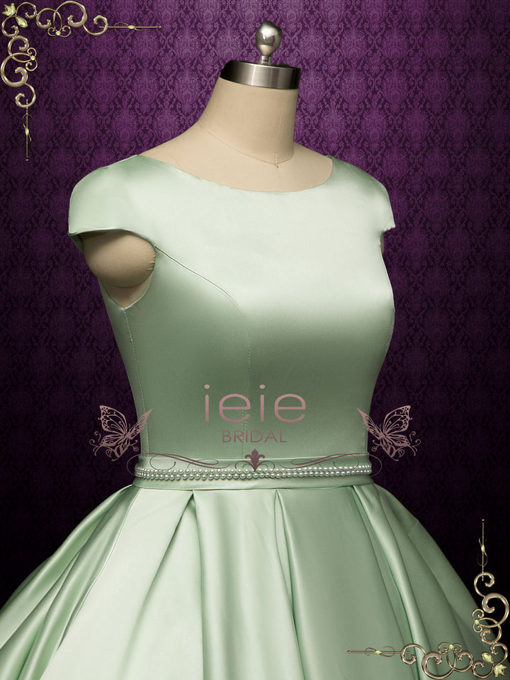 Vintage Inspired Green Tea Length Wedding Dress BETTY