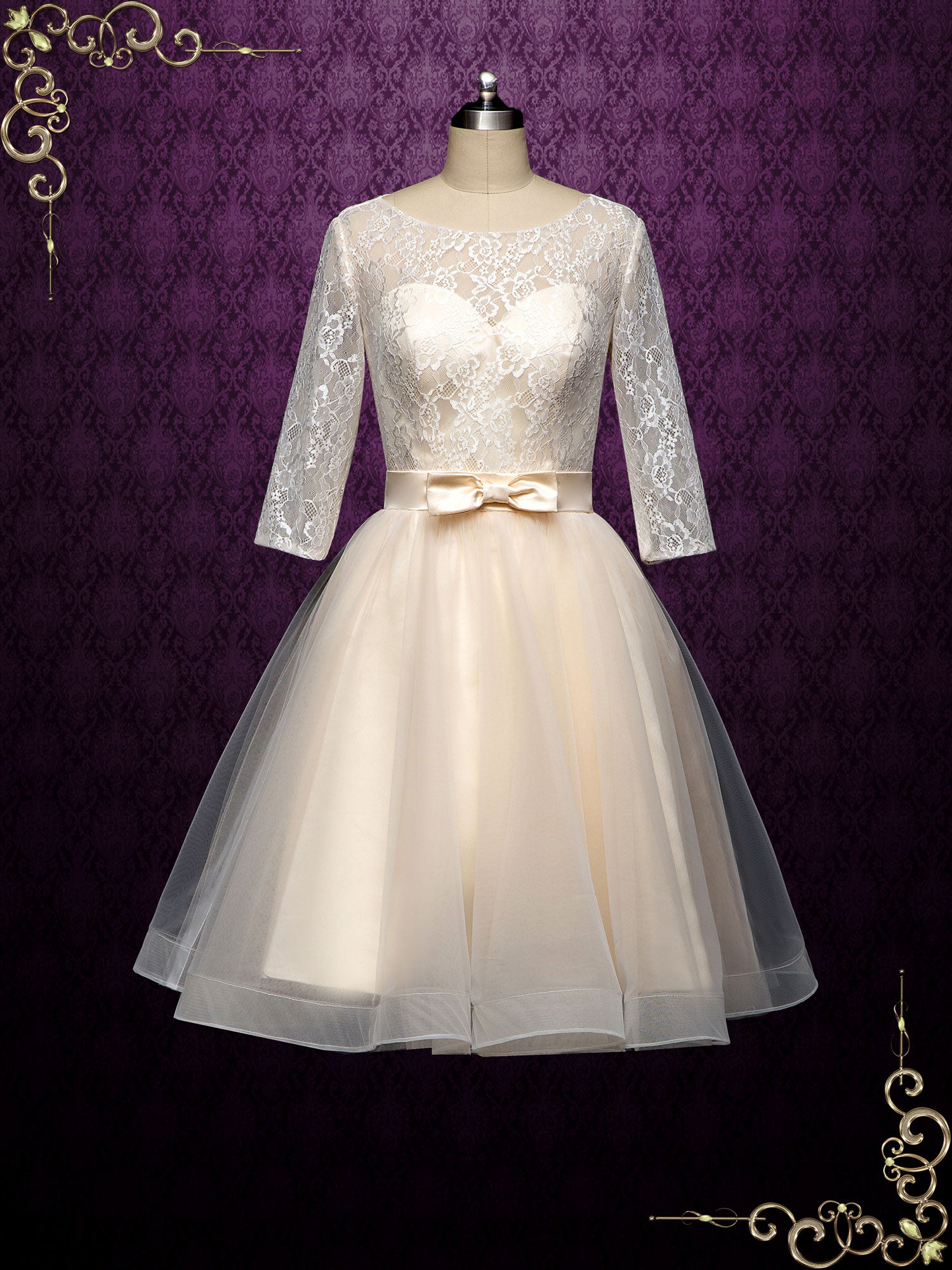 Short Champagne Reception Court Wedding Dress HARLEY Short Champagne Reception Court Wedding Dress HARLEY