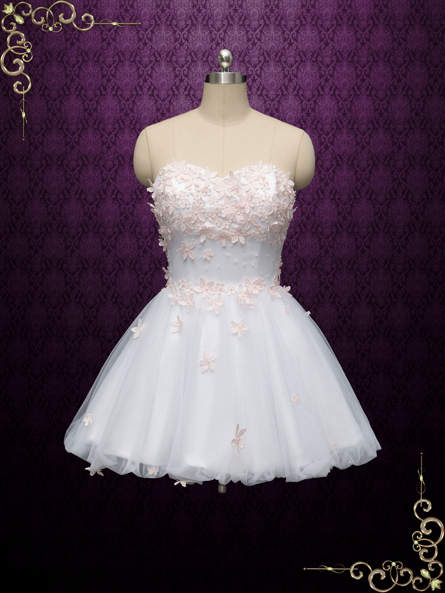 Short Cherry Blossom Strapless Wedding Dress ALIA – ieie