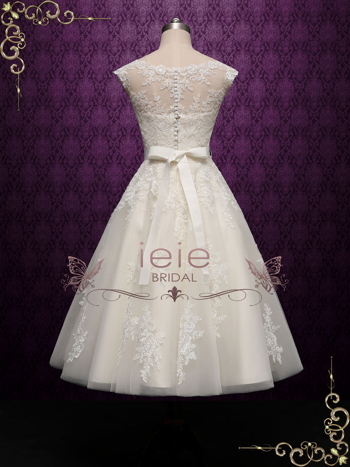 Elegant Short Lace Wedding Dress PERLA