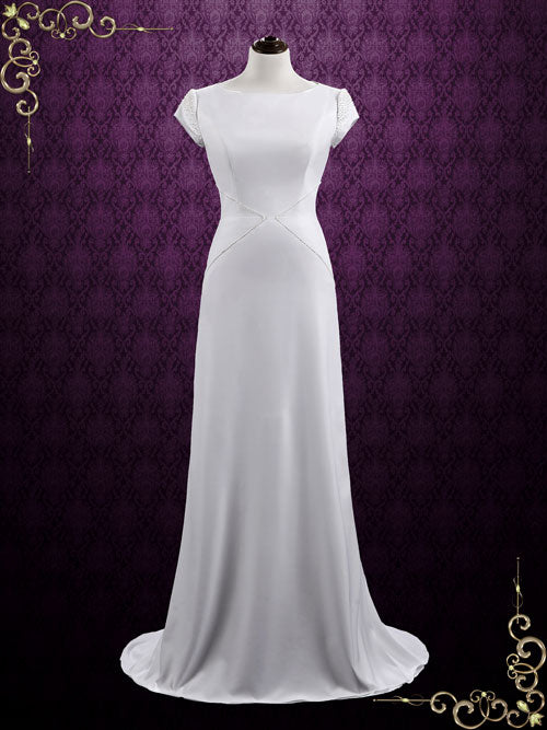 Modest Simple Elegant Wedding Dress | NATALIE Size 16 / White Modest Simple Elegant Wedding Dress | NATALIE Size 16 / White