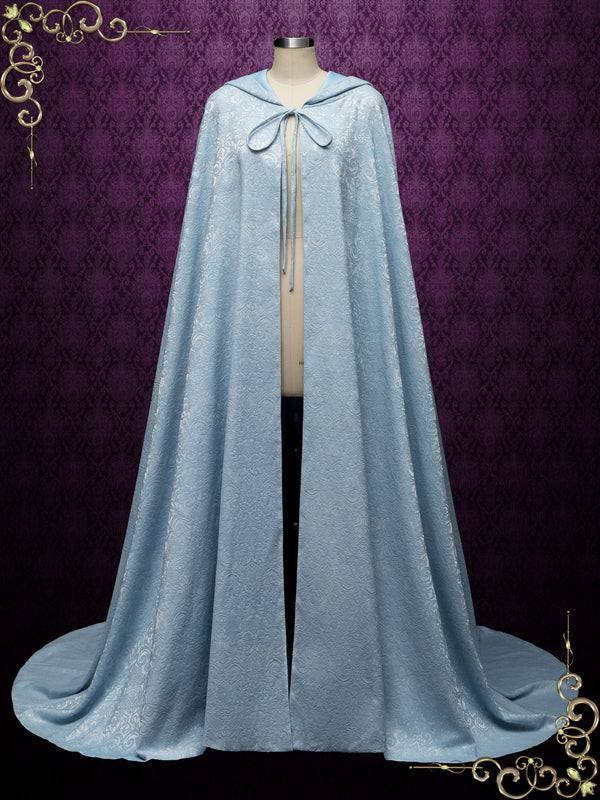 Blue Medieval Cotton Jacquard Wedding Cloak Y200502
