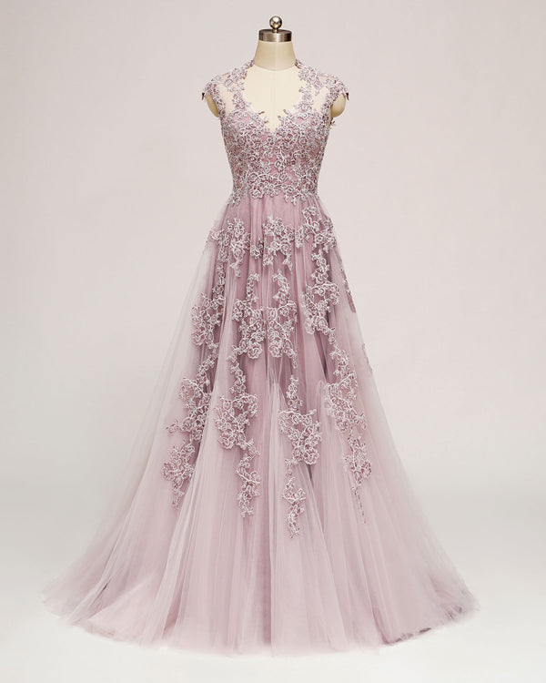 Dusty Pink Lace Wedding Dress KORYNNE