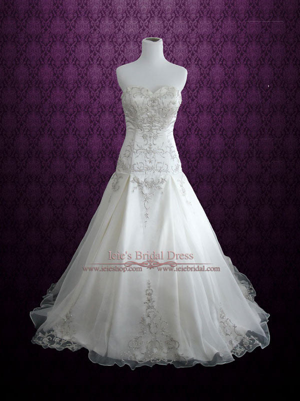Strapless Sweetheart A-line Wedding Dress with Embroideries JOANNE Strapless Sweetheart A-line Wedding Dress with Embroideries JOANNE