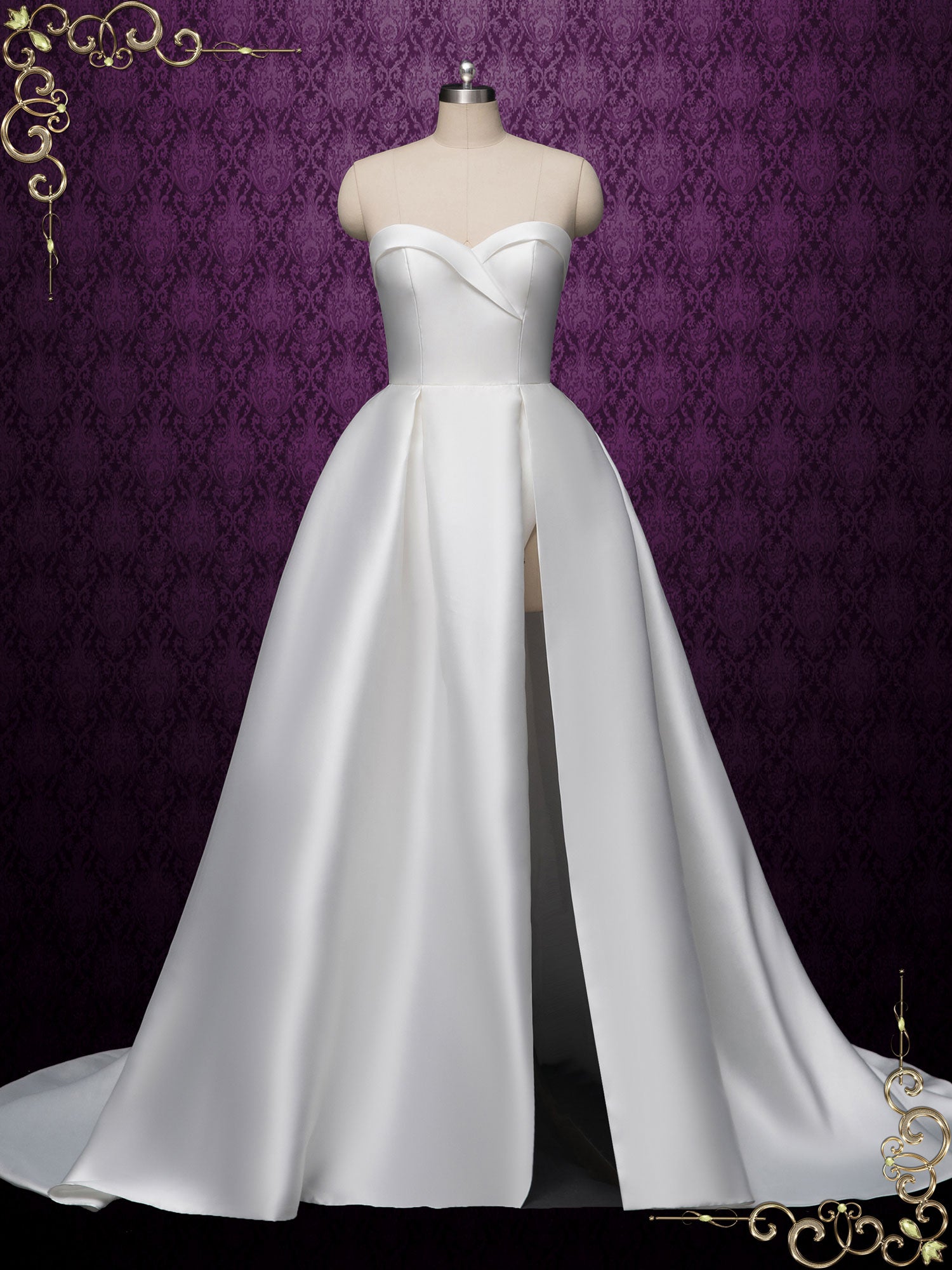 white satin dress with split Tammy