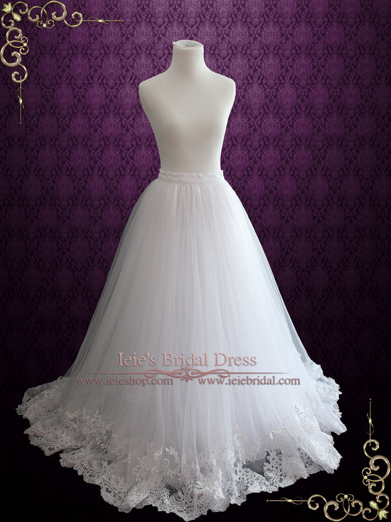 A-line Wedding Dress Tulle Skirt with Lace Hem CRYA ieie A-line Wedding Dress Tulle Skirt with Lace Hem CRYA ieie