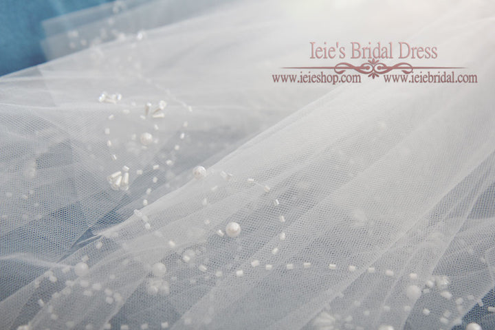 Short Bridal Veil with Beading Accents Veil VG1022