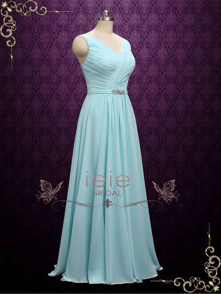 Chiffon V Neck Chiffon Bridesmaid Dress | A8