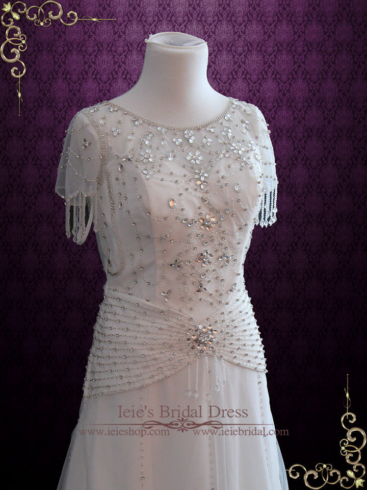Jeweled Retro Hollywood Wedding Dress Vintage Wedding Dress | Danielle