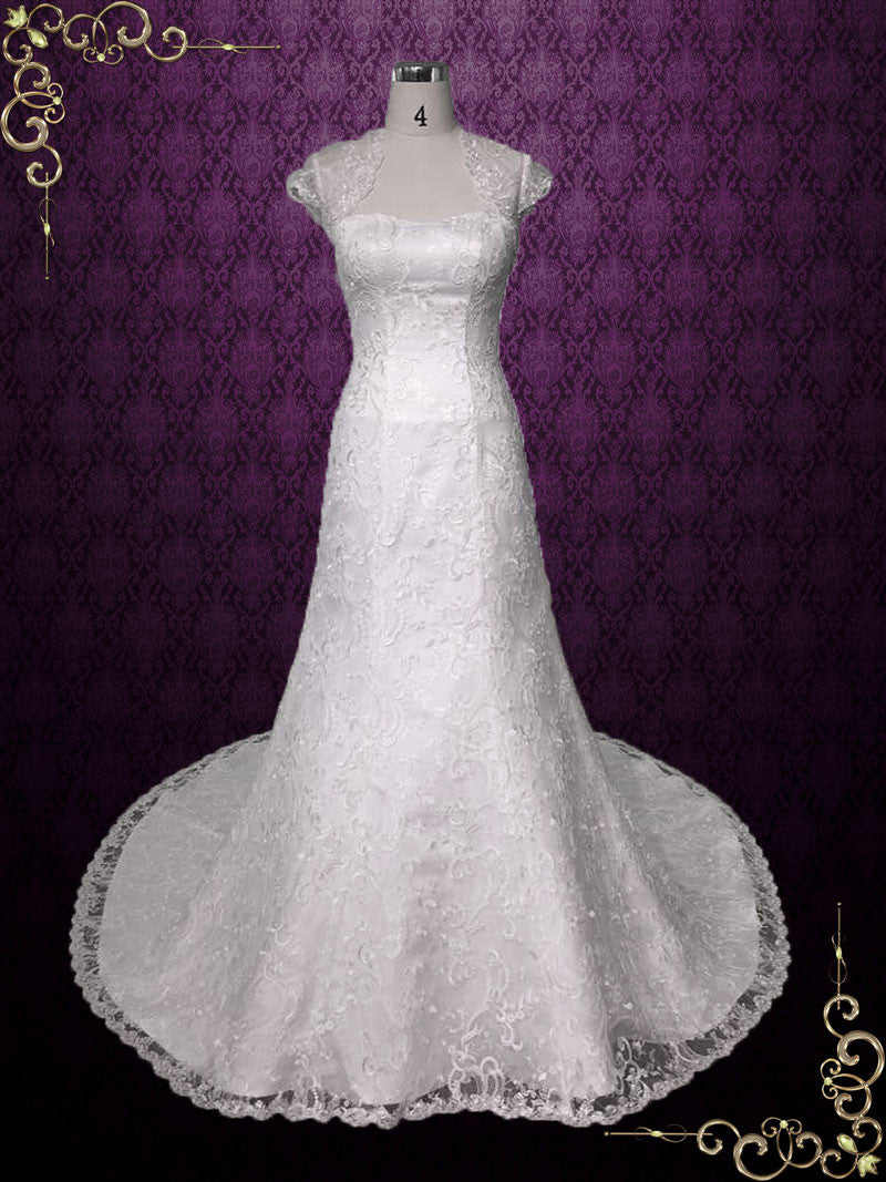 Vintage Style A-line Lace Wedding Dress with Jacket | Anita Vintage Style A-line Lace Wedding Dress with Jacket | Anita