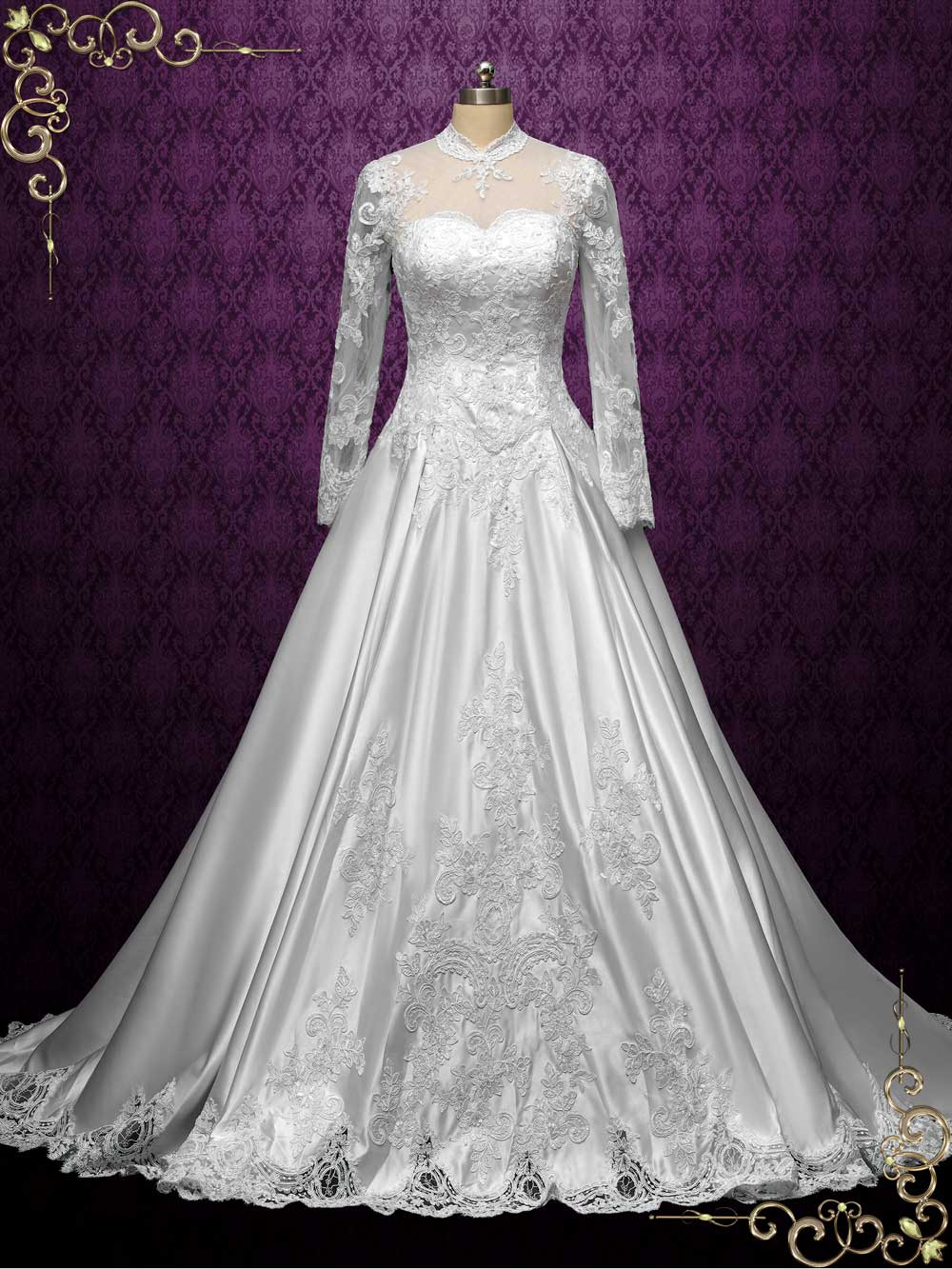 Vintage Style Long Sleeves Lace Wedding Dress EYDIS Size 4 / White Vintage Style Long Sleeves Lace Wedding Dress EYDIS Size 4 / White