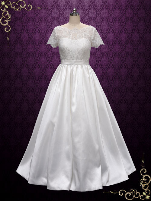 Vintage Short Sleeves Lace Wedding Dress