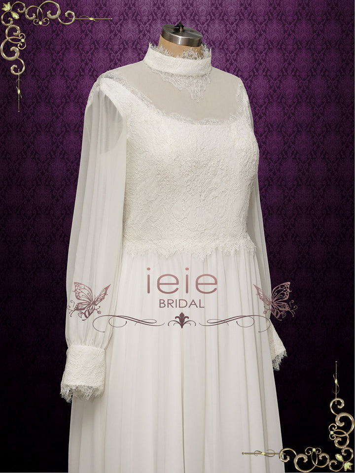 Vintage Style Chiffon Victorian Wedding Dress LUELLA