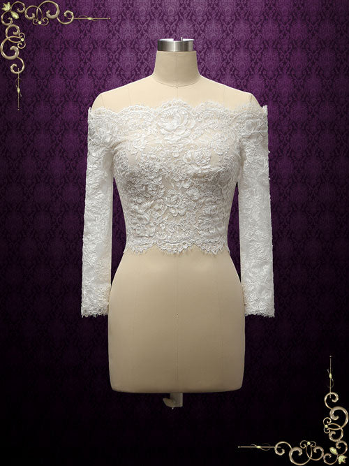 Vintage Style Off Shoulder Lace Bolero Jacket BERGEN Size 16W / Ivory Vintage Style Off Shoulder Lace Bolero Jacket BERGEN Size 16W / Ivory