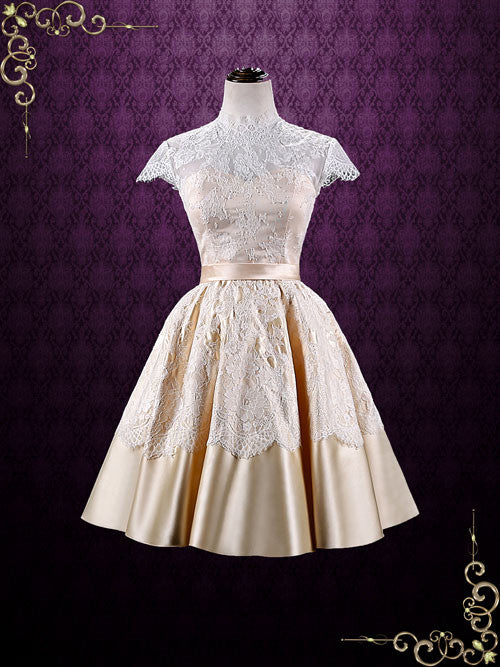 Vintage Style Short Lace Tea Length Wedding Dress