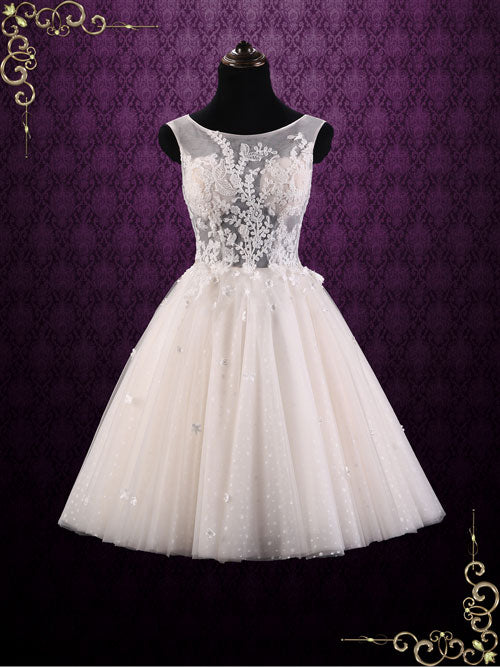 Vintage Short Sleeveless Wedding Dress | Paisley Size 22W / Champagne Vintage Short Sleeveless Wedding Dress | Paisley Size 22W / Champagne