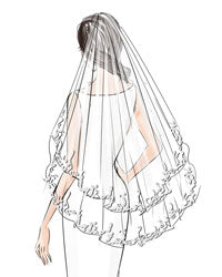 Short Wedding Veil with Blusher