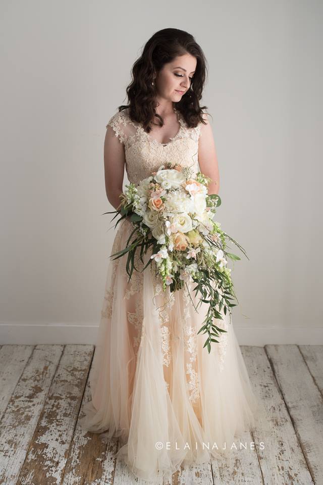Blush Boho Lace Wedding Dress KORYNNE Size 14 / Blush