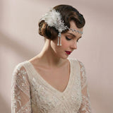 1920s Great Gatsby Hollywood Glam Crystal Feather Head Band Hair Accessory AC1026