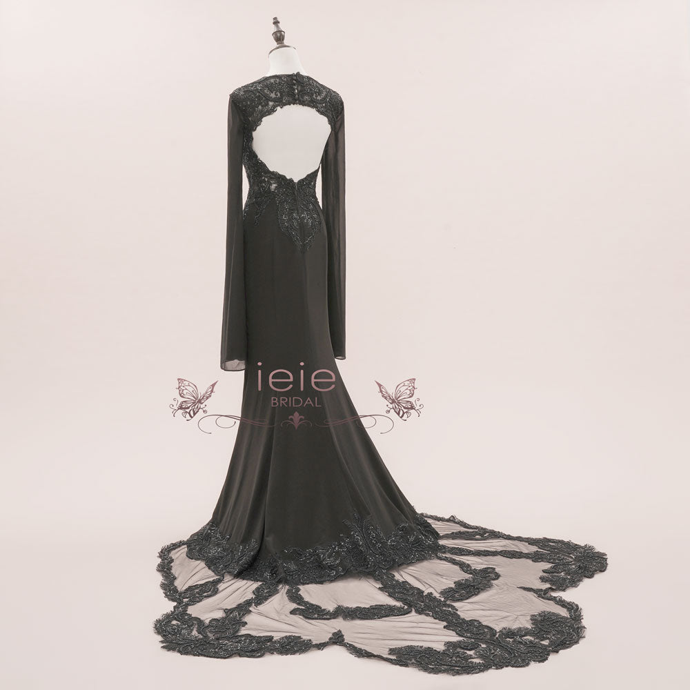 black lace dress halloween Halloween Scrap Style Lace Black Sexy Long Dress, S