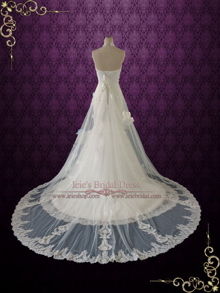 Halter Lace Wedding Dress with Illusion Skirt CLARA