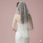 Elegant Wedding Veil with Pearl and Beaded Edge