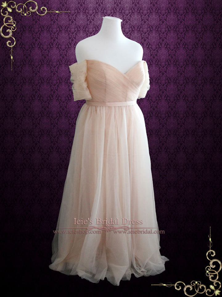 Ready to Wear Blush Whimsical Off Shoulder Formal Dress | KAYLA