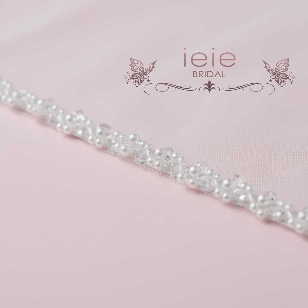 Elegant Wedding Veil with Pearl and Beaded Edge