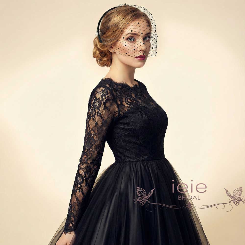 Black Birdcage Veil with Black Crystals AC1028