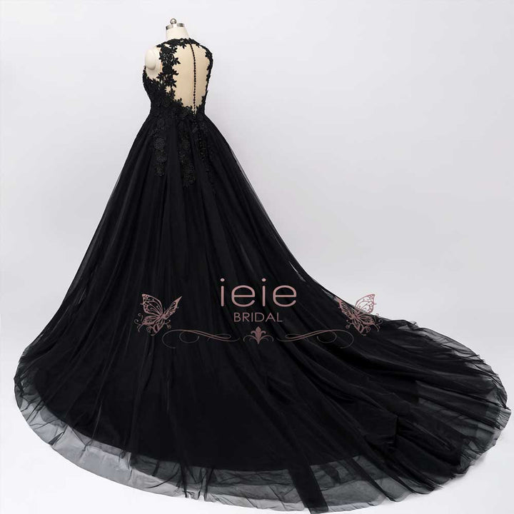 Gothic Black Lace Wedding Dress with Ball Gown Skirt | CIRCE