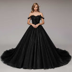 Black Lace Ball Gown Wedding Dress with Lace Straps | TYRA
