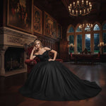 Black Lace Ball Gown Wedding Dress with Lace Straps | TYRA