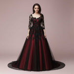bridal red black wedding dress Mouccy Gothic Beaded Dresses for Bride Aqua Strapless Gowns Unique black lace wedding dress with red lining Gothic Black Lace Wedding Dress