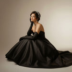 Black Long Opera Satin Gloves for Black Tie, Gala, Formal Occasions AC1011