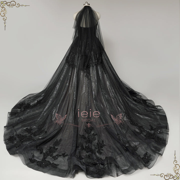 Extravagant Black Lace Ball Gown Wedding Dress | Mavis Size 8 / Black / Zipper Extravagant Black Lace Ball Gown Wedding Dress | Mavis Size 8 / Black / Zipper