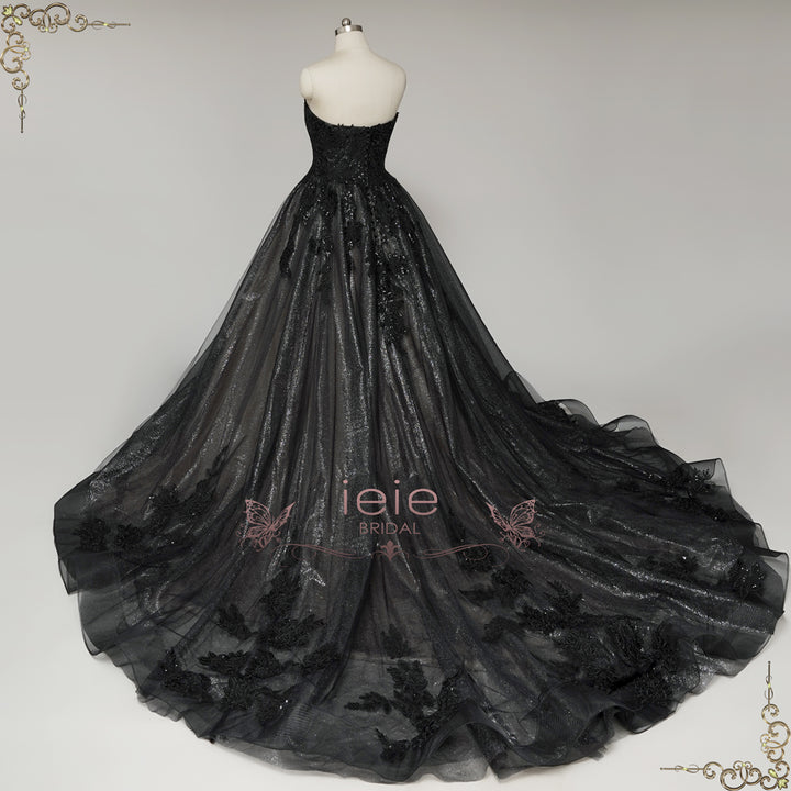 Extravagant Black Lace Ball Gown Wedding Dress | Mavis ieie Extravagant Black Lace Ball Gown Wedding Dress | Mavis ieie
