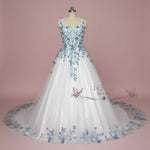 Blue Floral Lace Wedding Dress | Cyaneus