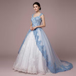 Blue Lace Ball Gown with Keyhole Back | OCTOBER